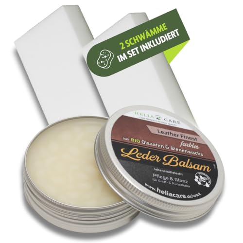 HeliaCARE Bio Premium Lederbalsam Bienenwachs - Antibakterielle Lederpflege - Lederfett farblos in Lebensmittelqualität - Leder Conditioner aus Deutschland (50ml) von HeliaCARE