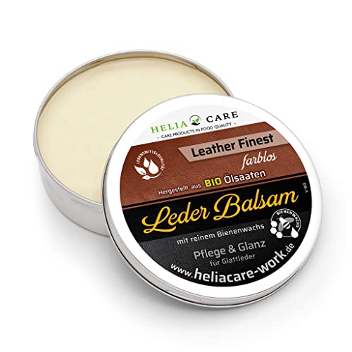 HeliaCARE Bio Premium Lederbalsam Bienenwachs - Antibakterielle Lederpflege - Lederfett farblos in Lebensmittelqualität - Leder Conditioner aus Deutschland (150ml) von HeliaCARE