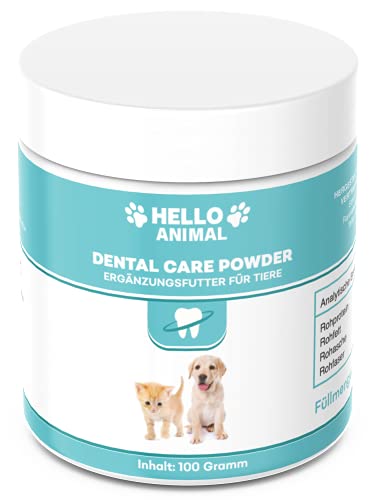 HelloAnimal® DENTAL PULVER für Hunde und Katzen – Zahnreinigung und Zahnpflege Zahnsteinentferner auch für Zwischenräume – Zahnpulver gegen Mundgeruch von Hello Animal