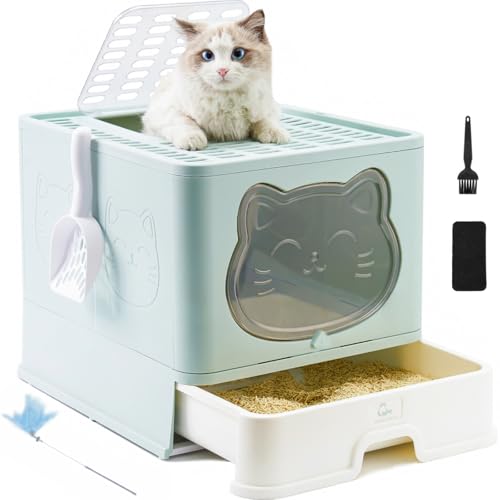 HelloMiao Vollständig Geschlossene Katzentoilette mit Deckel – Geruchsneutralisierendes Katzenklo in Groß, Cat Litter Box Schubladensystem & Klappbar mit Praktischer Katzenstreuschaufel HelloMiao Vollständig Geschlossene Katzentoilette mit Deckel – Geruchsneutralisierendes Katzenklo in Groß, Cat Litter Box Schubladensystem & Klappbar mit Praktischer Katzenstreuschaufel von HelloMiao