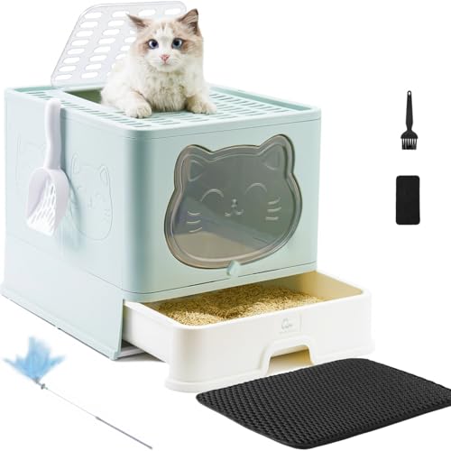 HelloMiao Vollständig Geschlossene Katzentoilette mit Deckel Geruchsneutralisierendes Katzenklo in Groß, Cat Litter Box Schubladensystem & Klappbar mit Praktischer Katzenstreuschaufel HelloMiao Vollständig Geschlossene Katzentoilette mit Deckel Geruchsneutralisierendes Katzenklo in Groß, Cat Litter Box Schubladensystem & Klappbar mit Praktischer Katzenstreuschaufel von HelloMiao