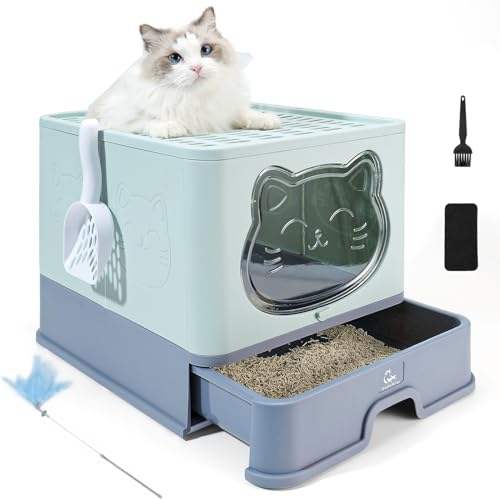 HelloMiao Vollständig Geschlossene Katzentoilette mit Deckel Geruchsneutralisierendes Katzenklo in Groß, Cat Litter Box Schubladensystem & Klappbar mit Praktischer Katzenstreuschaufel HelloMiao Vollständig Geschlossene Katzentoilette mit Deckel Geruchsneutralisierendes Katzenklo in Groß, Cat Litter Box Schubladensystem & Klappbar mit Praktischer Katzenstreuschaufel von HelloMiao