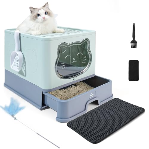 HelloMiao Vollständig Geschlossene Katzentoilette mit Deckel Geruchsneutralisierendes Katzenklo in Groß, Cat Litter Box Schubladensystem & Klappbar mit Praktischer Katzenstreuschaufel HelloMiao Vollständig Geschlossene Katzentoilette mit Deckel Geruchsneutralisierendes Katzenklo in Groß, Cat Litter Box Schubladensystem & Klappbar mit Praktischer Katzenstreuschaufel von HelloMiao