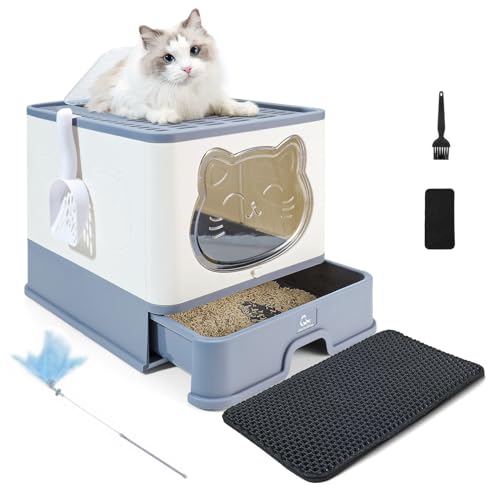 HelloMiao Vollständig Geschlossene Katzentoilette mit Deckel Geruchsneutralisierendes Katzenklo in Groß, Cat Litter Box Schubladensystem & Klappbar mit Praktischer Katzenstreuschaufel HelloMiao Vollständig Geschlossene Katzentoilette mit Deckel Geruchsneutralisierendes Katzenklo in Groß, Cat Litter Box Schubladensystem & Klappbar mit Praktischer Katzenstreuschaufel von HelloMiao