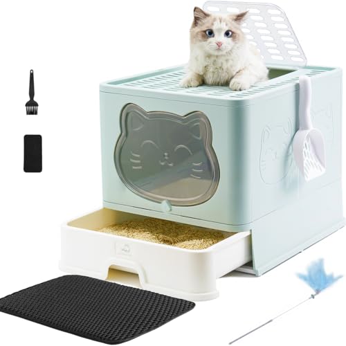 HelloMiao Vollständig Geschlossene Katzentoilette mit Deckel – Geruchsneutralisierendes Katzenklo in Groß, Cat Litter Box Schubladensystem & Klappbar mit Praktischer Katzenstreuschaufel HelloMiao Vollständig Geschlossene Katzentoilette mit Deckel – Geruchsneutralisierendes Katzenklo in Groß, Cat Litter Box Schubladensystem & Klappbar mit Praktischer Katzenstreuschaufel von HelloMiao