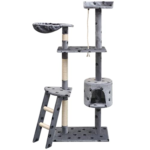 Kratzbaum Kratzbaum Katzenhöhle Katzenhöhle Spielzeug Plüschtiere und Sisal 150 cm Pfotenabdrücke grau 3702101/2 Kratzbaum Kratzbaum Katzenhöhle Katzenhöhle Spielzeug Plüschtiere und Sisal 150 cm Pfotenabdrücke grau 3702101/2 von Helloshop26