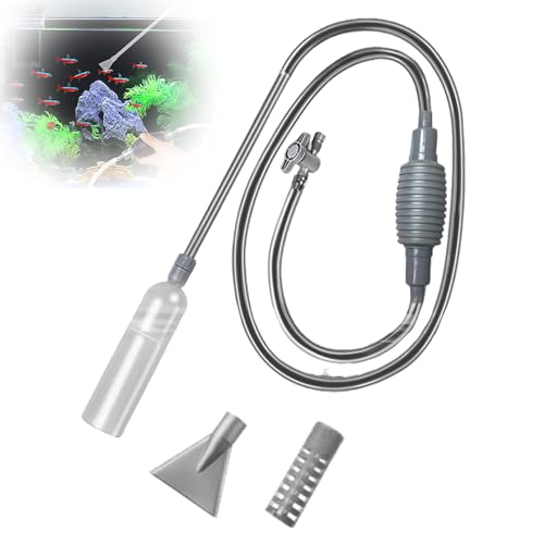 Aquarium Reiniger, Aquarium Wasserwechsler,Aquarium Sauger, Kiesreiniger für Aquarien, Siphon-Aquarienreiniger für Schnellen, Aquarium Wasserwechsel, Sandwaschung, Einstellbarem Wasserdurchfluss(Grau) von Helweet