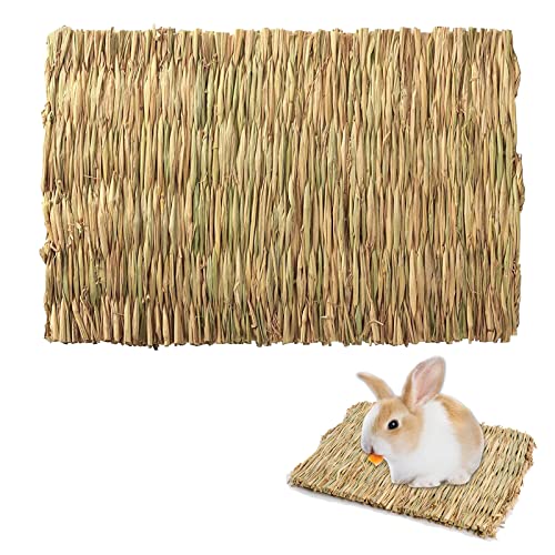 Grasmatte für Kaninchen, Kleintier Grasmatten, Kaninchen Grasmatte, Haustier Gras Matte, Natürliche Gewebte Grasmatte Bunny Chew Toys Gewebte Bettmatte für Hamster, Kaninchen, Meerschweinchen, Igel von Helweet