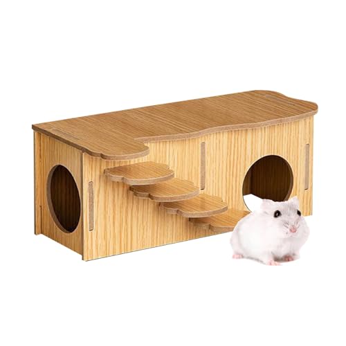 Hamster Haus Holz, Meerschweinchen Haus, Mehrkammernhaus, Hamster Eckhaus, Hamster Zubehör, Geeignet für Hamster zum Essen, Schlafen und Spielen, für Hamster, Zwerghamster, 27 x 14 x 10.5cm Hamster Haus Holz, Meerschweinchen Haus, Mehrkammernhaus, Hamster Eckhaus, Hamster Zubehör, Geeignet für Hamster zum Essen, Schlafen und Spielen, für Hamster, Zwerghamster, 27 x 14 x 10.5cm von Helweet