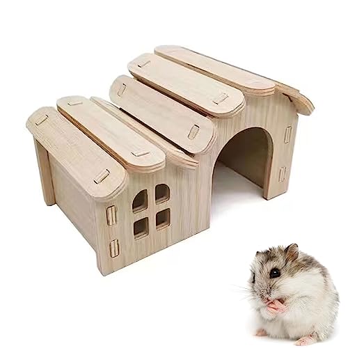 Meerschweinchen Haus, Hamsterhaus, Zwerghamster Haus, Hamster Versteck, Hamster Eckhaus, Hamster Haus Holz, Haustier-Kleintierversteck aus Holz, für Hamster, Chinchilla, Eichhörnchen, Meerschweinchen von Helweet