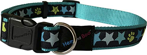 Hem and Boo Stars Blue Hundehalsband, Blau, Größe M von Hem and Boo