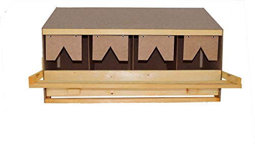 Legenest aus Holz mit 4 Legebuchten Oberteil - für große Hühnerrassen, inkl. Legematten von Hemel