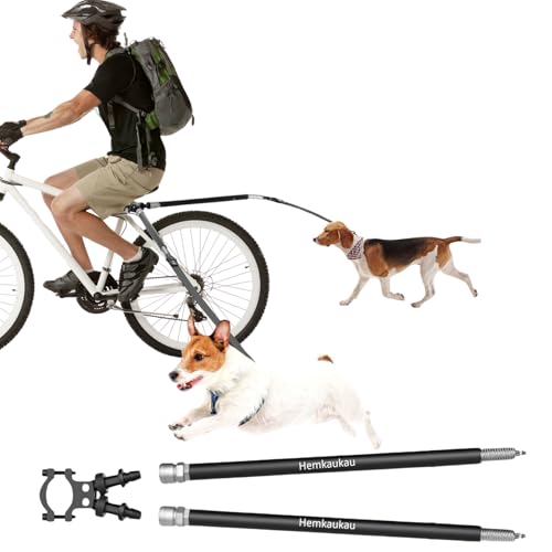 Hemkaukau Rotierende Fahrradleine für 2 Hunde, Flexible Schnellverschluss-Befestigung für Fahrräder, freihändige Trainingsleine für sicheres Radfahren, Spazierengehen, aktive Haustiereltern Hemkaukau Rotierende Fahrradleine für 2 Hunde, Flexible Schnellverschluss-Befestigung für Fahrräder, freihändige Trainingsleine für sicheres Radfahren, Spazierengehen, aktive Haustiereltern von Hemkaukau