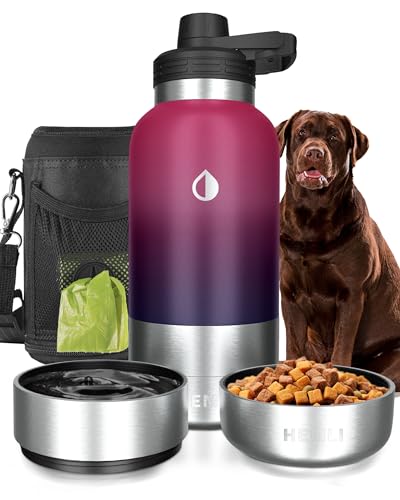 HEMLI 900 ml Hunde-Wasserflasche, Isolierte Hunde-Reise-Wasserflasche, Edelstahl-Haustier-Wasserflaschenspender, Kantine, Reiseset HEMLI 900 ml Hunde-Wasserflasche, Isolierte Hunde-Reise-Wasserflasche, Edelstahl-Haustier-Wasserflaschenspender, Kantine, Reiseset von Hemli