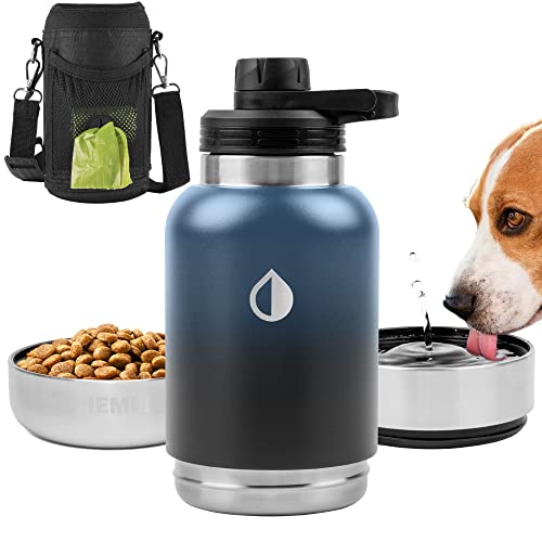 HEMLI 900 ml Hunde-Wasserflasche, Isolierte Hunde-Reise-Wasserflasche, Edelstahl-Haustier-Wasserflaschenspender, Kantine, Reiseset von Hemli