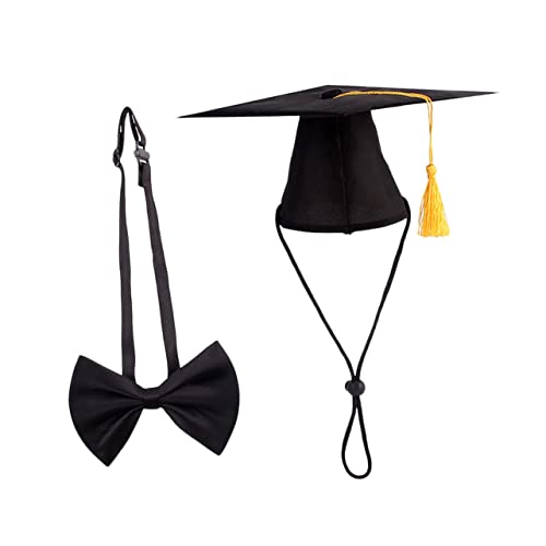 Hemobllo 1 Satz Hundegeburtstagsmütze hundefressnäpfe Katzenhut Tierkleidung hundesnack hundesofa Haustieraccessoires katzenmützen Doktorhut Haustierhut Haustierkrawatte Black von Hemobllo