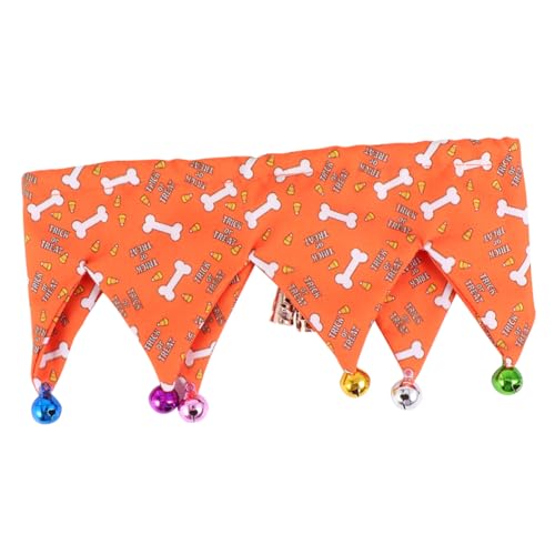 Hemobllo 1 Stück Haustierhalsband Katzenhalsband mit Glocke Glocken Hunde Welpe Hund Katze Schal Halloween Theme Halloween Kleidung halloweendeko Polyester Pet Collar Haustierbedarf Orange von Hemobllo
