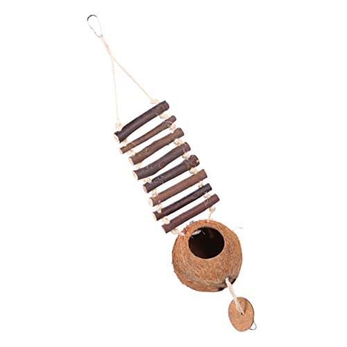 Hemobllo 1 Stück Haustiervögel Nisten Leiter Für Vögel Vogelhaus Papageienhütte Vögel Züchten Hängende Vogelhaus Vogelnest Aus Kokosnussschale Sitzstangen DIY-Vogel Coffee Hölzern von Hemobllo