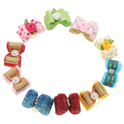 Hemobllo 10 Stücke Pet Headwear Haar Welpen Teetasse Bögen Nette Mädchen Zubehör Pflege Pee Tags von Hemobllo