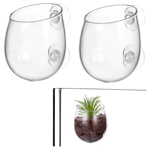 Hemobllo 2 Stück Aquarium Pflanzenhalter Transparent mit Saugnapf Wandmontierbar Flexibel Repositionierbar Sicher für Wasserpflanzen für Pflege und Dekorative Aquascapes von Hemobllo