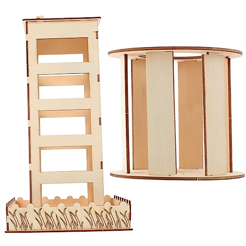 Hemobllo 2 Stück Holz Futterstation für Kaninchen Teiliges Stabile Heuraufe mit Zaun Design Langlebig und Sicher Verhindert Futterverschwendung Einfache für Kaninchen und Kleintierkäfige von Hemobllo