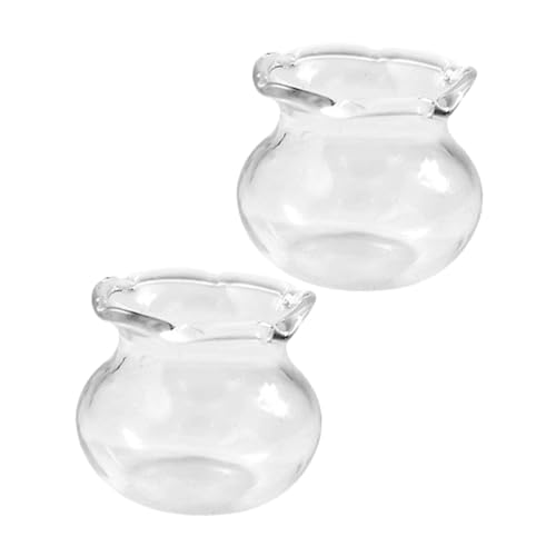 Hemobllo 2 Stück Kleiner Fischtank Miniatur-Aquarium Szenenzubehör Mini Fischglas Glasfischglas Puppenhaus Zubehör Handgemachte Fischschüssel Fischschalen Miniatur Fischglas Transparent von Hemobllo