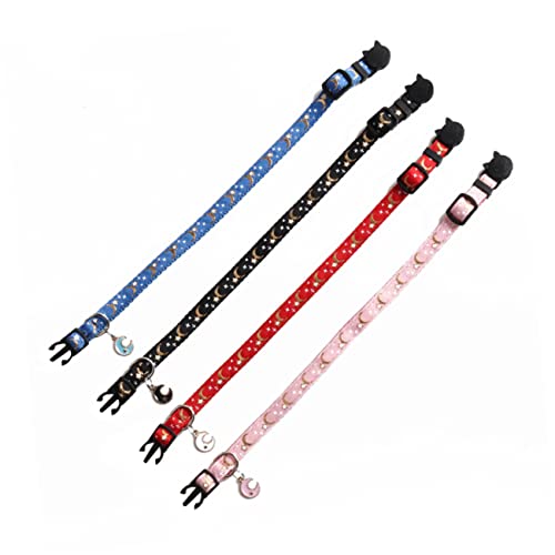 Hemobllo 2 Stück Star Moon Mit Hängendem Katzenhalsband Körperpflege Zubehör Gold Katzenhalsbänder Mit Glöckchen Halskette Haustier Für Katzen Klein Personalisierte Katze Stern Reiz Nylon von Hemobllo