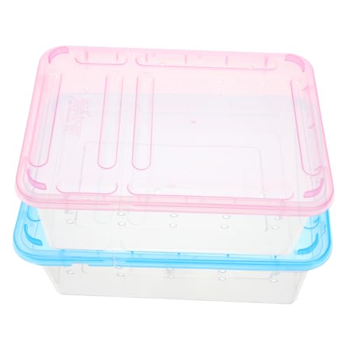 Hemobllo 2 Stück Teiliges Reptilien Fütterungsbox aus Stabilem Transparente Aufzuchtbox mit Belüftung für Kleine Reptilien Insekten und Terrarien Praktisch für Beobachtung und Pflege von Hemobllo