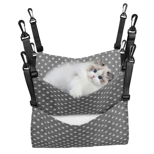 Hemobllo 2 Stück Verstellbare Katzenhängematte Atmungsaktives Katzenbett zum Aufhängen im Innenbereich Sicheres Katzenschaukelbett mit Robusten Gurten Gemütliches Hängematt Schlafplatz für Hemobllo 2 Stück Verstellbare Katzenhängematte Atmungsaktives Katzenbett zum Aufhängen im Innenbereich Sicheres Katzenschaukelbett mit Robusten Gurten Gemütliches Hängematt Schlafplatz für von Hemobllo