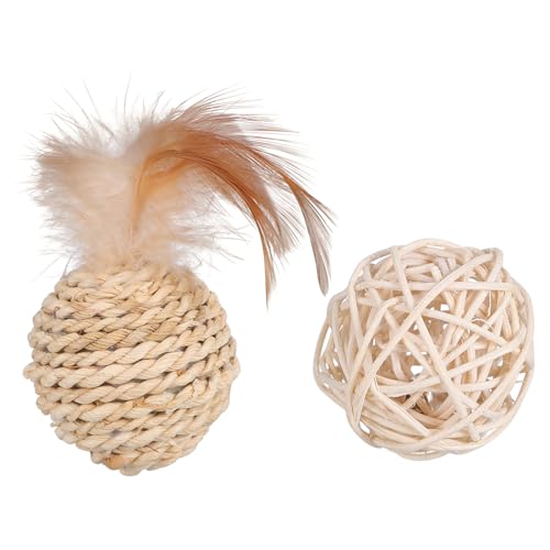 Hemobllo 2Stücke Katzen Rattan Kugeln mit Glocke Teiliges Interaktives Katzenspielzeug Fördert Spielspaß und Einsamkeit für Drinnen und Kratzen Hemobllo 2Stücke Katzen Rattan Kugeln mit Glocke Teiliges Interaktives Katzenspielzeug Fördert Spielspaß und Einsamkeit für Drinnen und Kratzen von Hemobllo