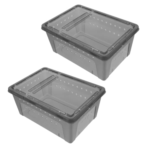 Hemobllo 2er-Packung Gehege Für Reptilien Spinne Terrarium Container Tarantula -gehäuse Eidechsenbecken Lebensraum Futterkästen Geckobecken Lebensraum Inkubator Grey Plastik Hemobllo 2er-Packung Gehege Für Reptilien Spinne Terrarium Container Tarantula -gehäuse Eidechsenbecken Lebensraum Futterkästen Geckobecken Lebensraum Inkubator Grey Plastik von Hemobllo