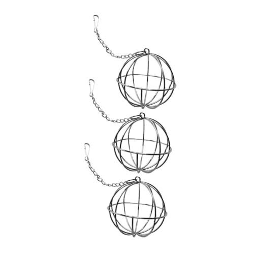 Hemobllo 3 Stücke Futterregal Heufütterungsball Hängende Heufütterung Futterball Für Haustiergras Heuspenderball Heuball Aus Edelstahl Hamster-heuspender Rostfreier Stahl Silver von Hemobllo