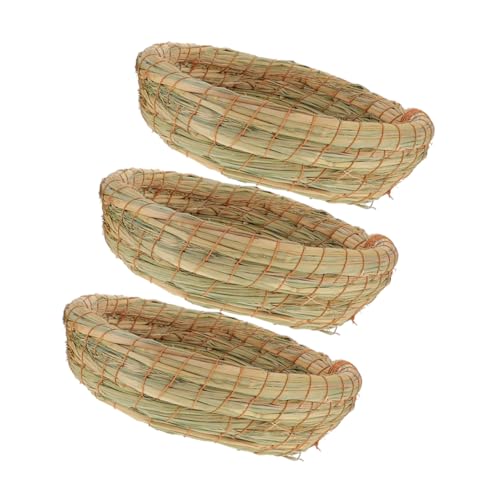 Hemobllo 3 Teiliges Strohnest Aus Gewebtem Stroh Kleines Hamsternest Handgewebtes Nest Hamster Schlafbett Kleintiernest Bequemes Hamsternest Gewebte Strohmatte Bettwäsche von Hemobllo