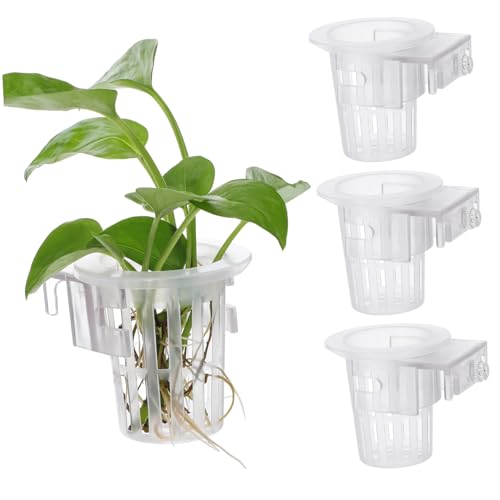 Hemobllo 4 Stück Aquarium Pflanzenhalter aus Stabilem Material mit Löchern für Wasserfluss Hängende Pflanztöpfe für Wasserpflanzen Geeignet für Wurzeln und Aquarien Dekoration von Hemobllo