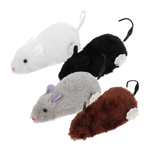 Hemobllo 4 Stück Aufziehbare Interaktive Katzenspielzeug Mäuse Flauschig Robustes Plüschmaterial Fördert und bei Wohnungskatzen Batteriefrei Sicher für Haustiere Zufällige Zufällige Farbe von Hemobllo