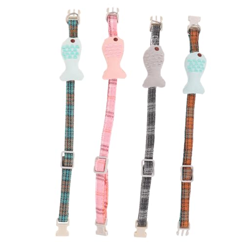 Hemobllo 4 Stück Haustier Katze Kleiner Fisch Verstellbares Katzenhalsband Katze Mit Glocke Schild Haustiere Katzenkette Katzenhalsbänder Für Plaudern Kragen Lustig Nacken von Hemobllo
