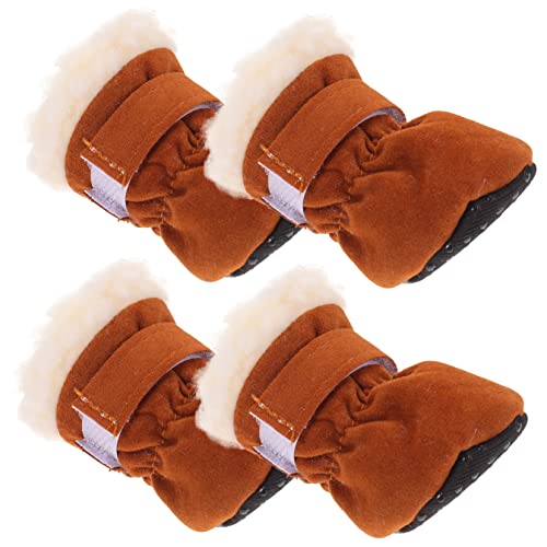 Hemobllo 4 Stück Hundeschuhe mit Dickem Fleecefutter rutschfeste Pfotenschutz für Kleine Hunde Atmungsaktive Winter Schneeschuhe für Hunde Strapazierfähige Rutsch Sohlen Hemobllo 4 Stück Hundeschuhe mit Dickem Fleecefutter rutschfeste Pfotenschutz für Kleine Hunde Atmungsaktive Winter Schneeschuhe für Hunde Strapazierfähige Rutsch Sohlen von Hemobllo