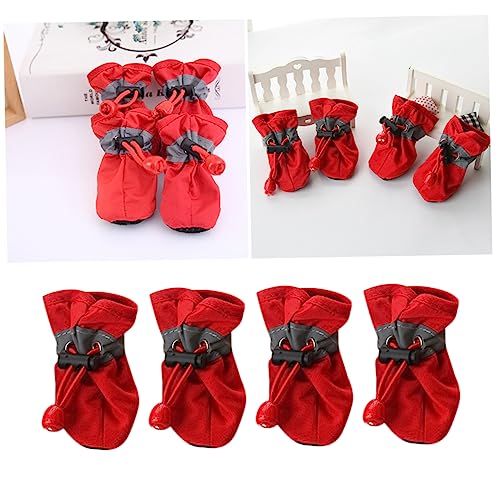 Hemobllo 4 Stück Schuhe Haustier hundeschuhe Dog Shoes für Hunde Schuh Stiefel Schuhe Hund Haustier Stiefel Hundestiefel rot von Hemobllo