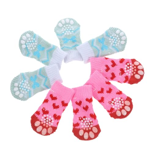 Hemobllo 4Paare rutschfeste Haustiersocken Entzückende Pfotenschützer für Kleine Mittelgroße und Große Atmungsaktives und Bequemes Material für Wintereinsatz von Hemobllo
