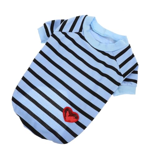 Hemobllo Abdeckung Streifen alle Welpenhemden Hemd für Hund Tee Sommer-Welpen-Shirt Hundehemden entzückende hundekleidung Dekoratives Haustier-Sweatshirt Baumwolle Blue Hemobllo Abdeckung Streifen alle Welpenhemden Hemd für Hund Tee Sommer-Welpen-Shirt Hundehemden entzückende hundekleidung Dekoratives Haustier-Sweatshirt Baumwolle Blue von Hemobllo