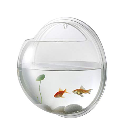 Hemobllo Rundes Fischbecken Wandaquarium Kugel-Aquarium Beta-fischglas Klares Acryl Hängende Aquarienbecken Aquarienständer Wandfischblase Fischschalen Glasvase Betta Fisch Betta-Panzer von Hemobllo