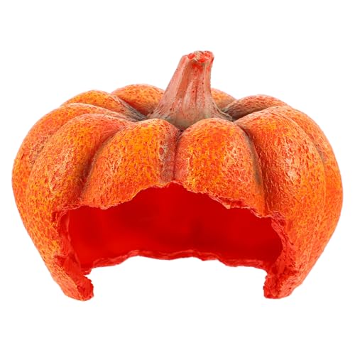Hemobllo Aquarium Kürbis Versteck Höhle aus Resin Fisch Unterschlupf und Dekoration Reptilien und Schildkröten Höhle Sichtfang für Aquarium und Terrarium Orange Farbige Deko für von Hemobllo