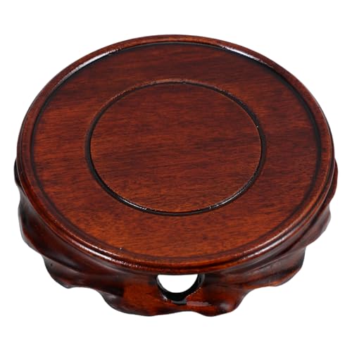 Hemobllo Blumentopf-Aquarium Vase mit Holzsockel Skulpturenständer runder holzständer Vasenständer runder Teekannenständer Ständer für Teekannen aus Holz Brown von Hemobllo