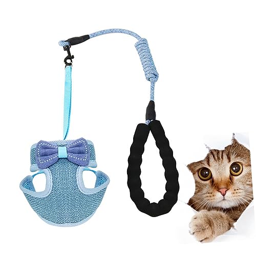 Hemobllo Brustgurt für Haustiere Kätzchenleine kleines Katzengeschirr Hundegeschirr Fluchtsichere Katze Katzenhalsbänder cat Leash cat Harnesses Haustierkabelbaum Brustgurt für Katzen Blue von Hemobllo