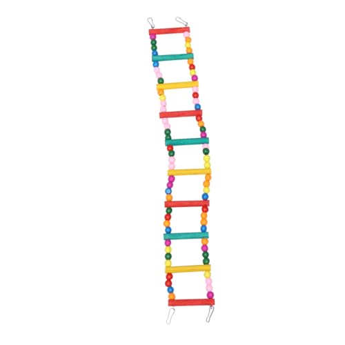 Hemobllo Bunte Vogelspielzeug Holzleiter für Papageien Kletterleiter mit Perlen für Wellensittiche und Kleine Vögel Sicheres und für Spaß und Bewegung von Hemobllo