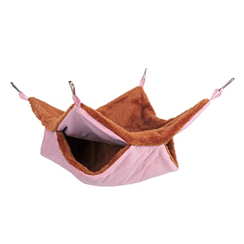 Hemobllo Eichhörnchen-Schlafhängematte Vorratsbehälter für Tiernahrung Rennmaus Käfig gewichtete Kuscheltiere Hamster Hängematte mit Eichhörnchen Hängematte für Haustiere Rosa von Hemobllo
