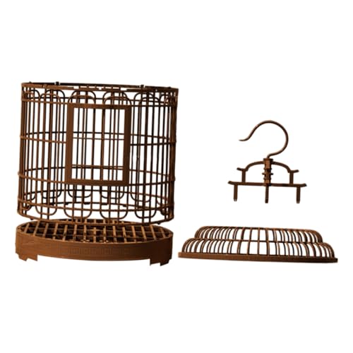 Hemobllo Großer Retro Vogelkäfig aus Robustem Kunststoff Tragbarer Runder Papagei Transportkäfig mit Großzügiger Villa für Wellensittiche Nymphensittiche und Kleine Ziervögel für Reisen von Hemobllo