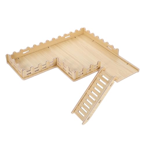 Hemobllo Hamster-Holzplattform Hamster Hamster Spielplatz Hamster-Aktivitätsspielzeug Hamster Holzleiter Hängenkletterplattform mit Leiter Lebensraum hölzern Khaki von Hemobllo