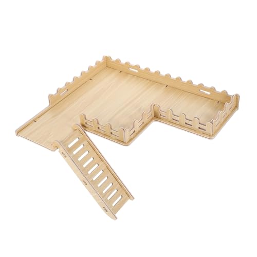 Hemobllo Hamster-Holzplattform Hamster Hamster Spielplatz Hamsterplattform aus Holz Hamster Holzplattform mit Leiter Hamster-Aktivitätsspielzeug Hamster Holzleiter hölzern Khaki von Hemobllo