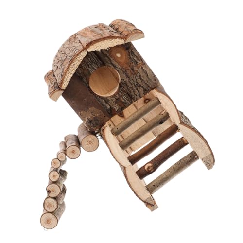 Hemobllo Holzernes Hamsterversteck Für Hamster Rennmaus Hütte Käfig Zubehör Spielplatz Versteck Haus Hamsterzubehör Holzversteck Eichhörnchen Lebensraum von Hemobllo